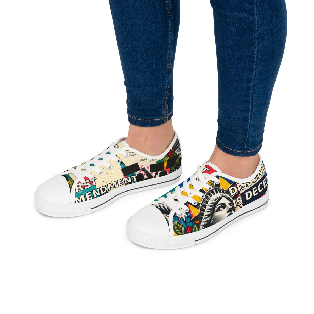 decent seas™ Dissent Is Decent | Liberty in Bloom Women's Low-Top Sneakers